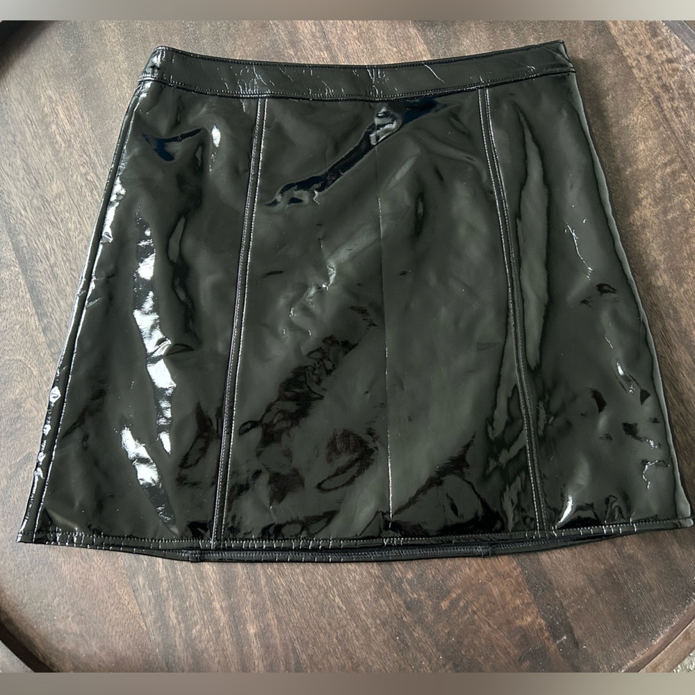 J. Crew Factory - Faux Patent Leather Mini Skirt, size 12 black nwt